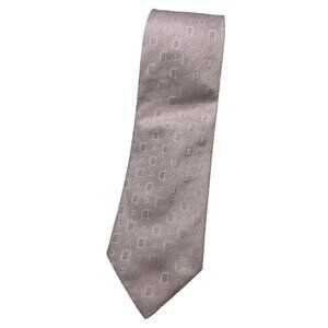 NWT RICHEL Men's 100% Silk Necktie LUXURY Tie Pink Geometric W:3.7"
